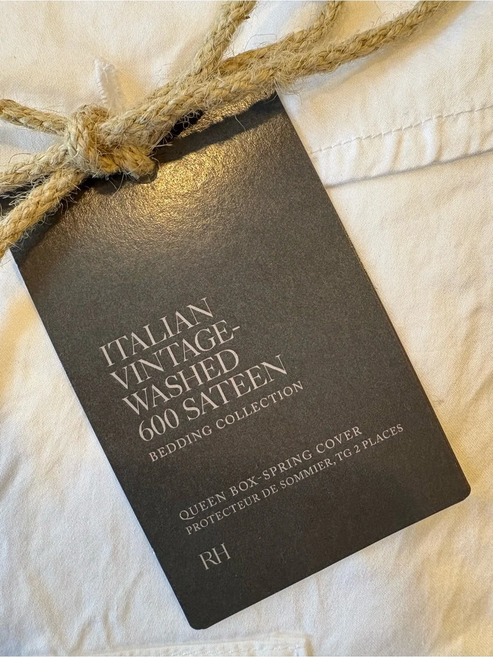 Restoration Hardware || Italian Vintage-Washed Sateen Box Spring Cover Queen NWT